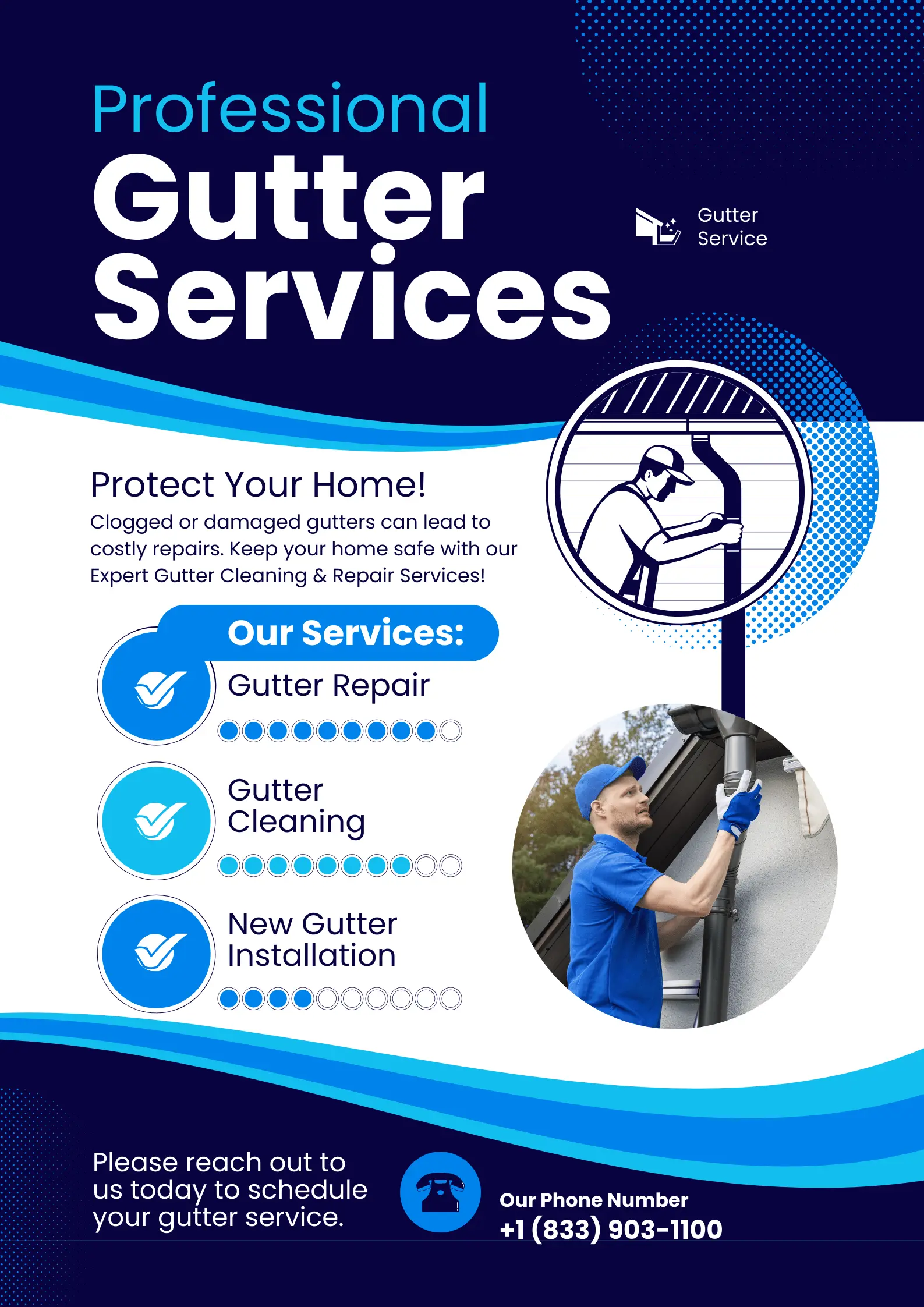 Contractor installing seamless aluminum gutters on a home's roofline